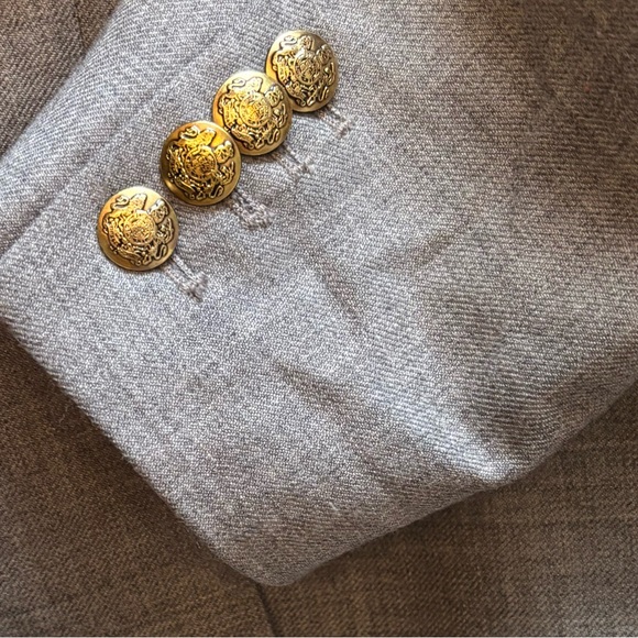 J. Crew Womens Wool Schoolboy Blazer Gold Button Gray Sz 4 - Picture 9 of 9